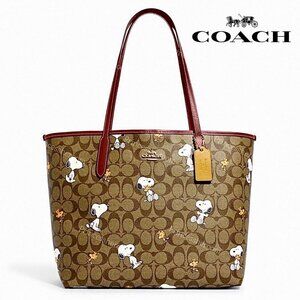 Coach Brown and Red Snoopy Tote